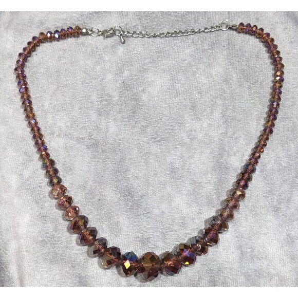 Elegant Sparkly AB Brown Faceted Glass Beaded Necklace - Picture 8 of 8